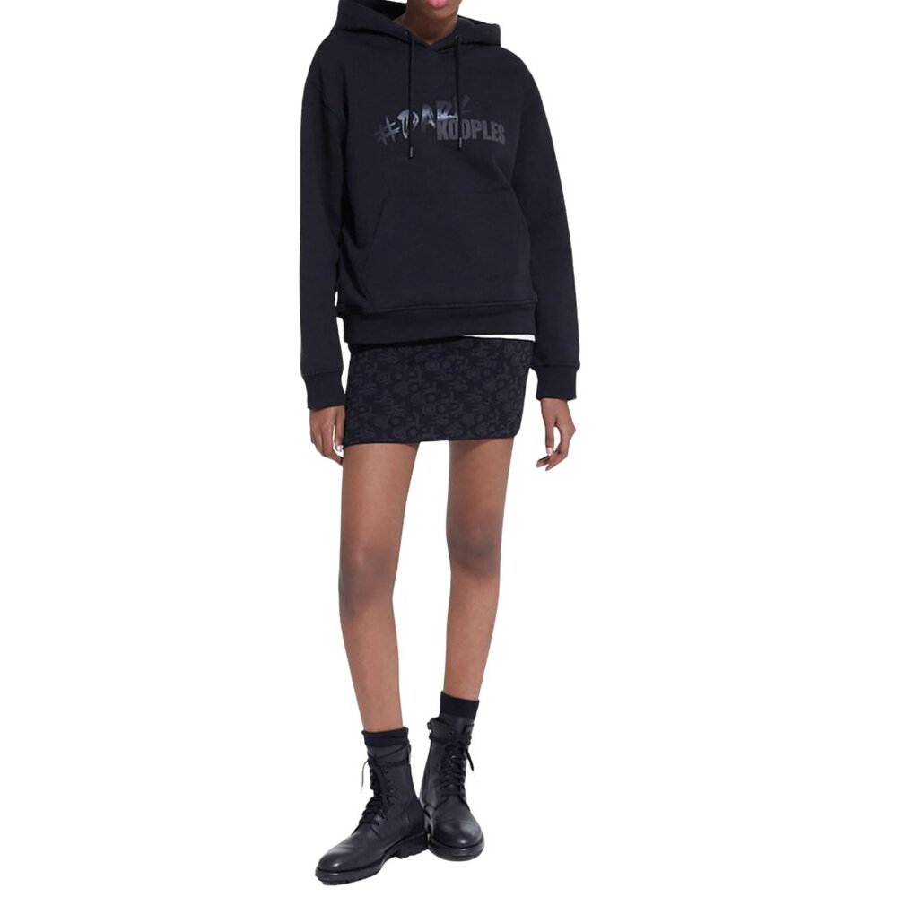 The Kooples Short Black Skirt with Logo – Size Medium